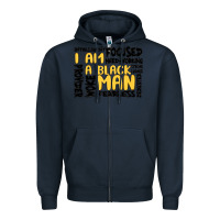 Navy i am a black man Zipper Hoodie - MaliasSmallBusiness
