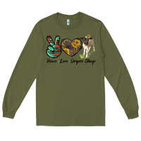 Army Green Peace Love Dorper Sheep Long Sleeve Tee - LillyAllenDesigns