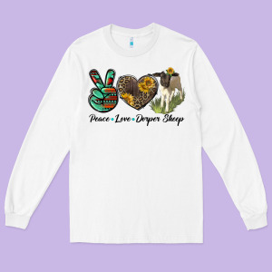 Peace Love Dorper Sheep Long Sleeve Tee Designed By Lillyallendesigns