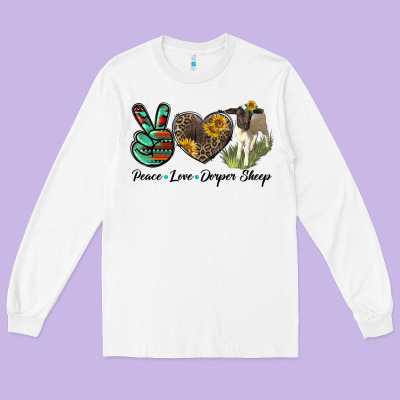 Peace Love Dorper Sheep Long Sleeve Tee Designed By Lillyallendesigns