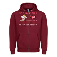 Burgundy self love club Zipper Hoodie - MaliasSmallBusiness