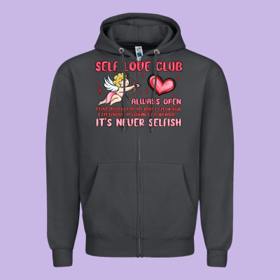 Self Love Club Zipper Hoodie Designed By Maliassmallbusiness