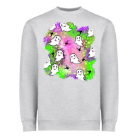 Heather Grey ghost halloween patch Heavyweight Sweatshirt - BundleAndBundleShop