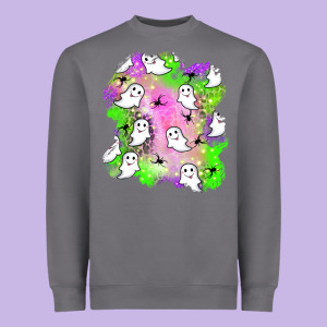 Ghost Halloween Patch Heavyweight Sweatshirt Designed By Bundleandbundleshop