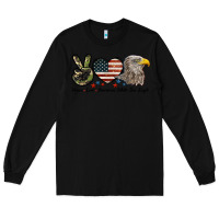Black Peace Love American White Sea Eagle Long Sleeve Tee - LillyAllenDesigns