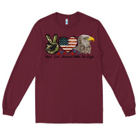 Burgundy Peace Love American White Sea Eagle Long Sleeve Tee - LillyAllenDesigns