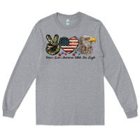 Heather Grey Peace Love American White Sea Eagle Long Sleeve Tee - LillyAllenDesigns