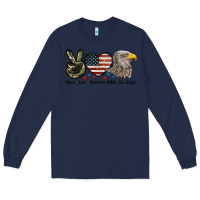 Navy Peace Love American White Sea Eagle Long Sleeve Tee - LillyAllenDesigns