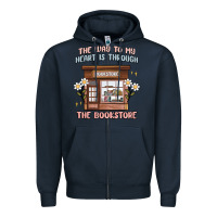 Navy the way to my heart is through the bookstore Zipper Hoodie - MaliasSmallBusiness