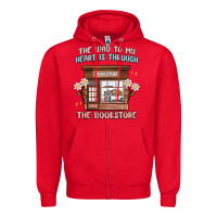 Red the way to my heart is through the bookstore Zipper Hoodie - MaliasSmallBusiness
