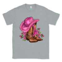 Heather Grey valentines day boots cowgirl hat and roses Classic Tee - AdoDesignShop