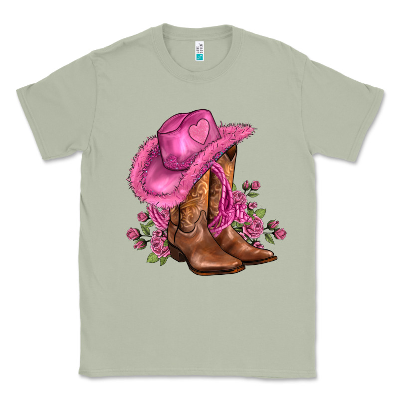 Valentines Day Boots Cowgirl Hat And Roses Classic Tee by AdoDesignShop | Teevron