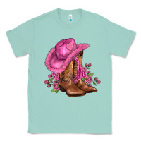 Seafoam valentines day boots cowgirl hat and roses Classic Tee - AdoDesignShop