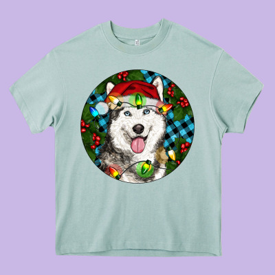 Christmas Husky Heavy Core Tee Designed By Ranaportraitstore