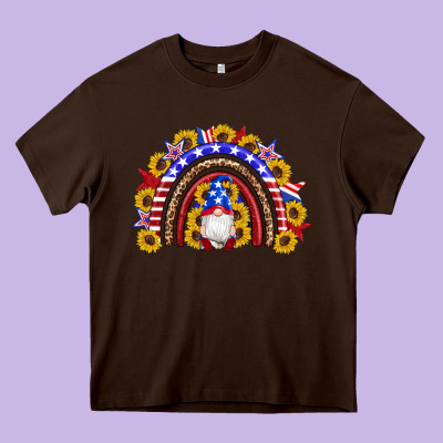 American Flag Gnomes Sunflowers Rainbow Heavy Core Tee Designed By Artiststas