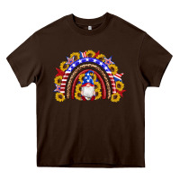 Chocolate Brown american flag gnomes sunflowers rainbow Heavy Core Tee - Artiststas