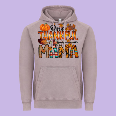 One Thankful Mama Vintage Hoodie Designed By Racoondesign