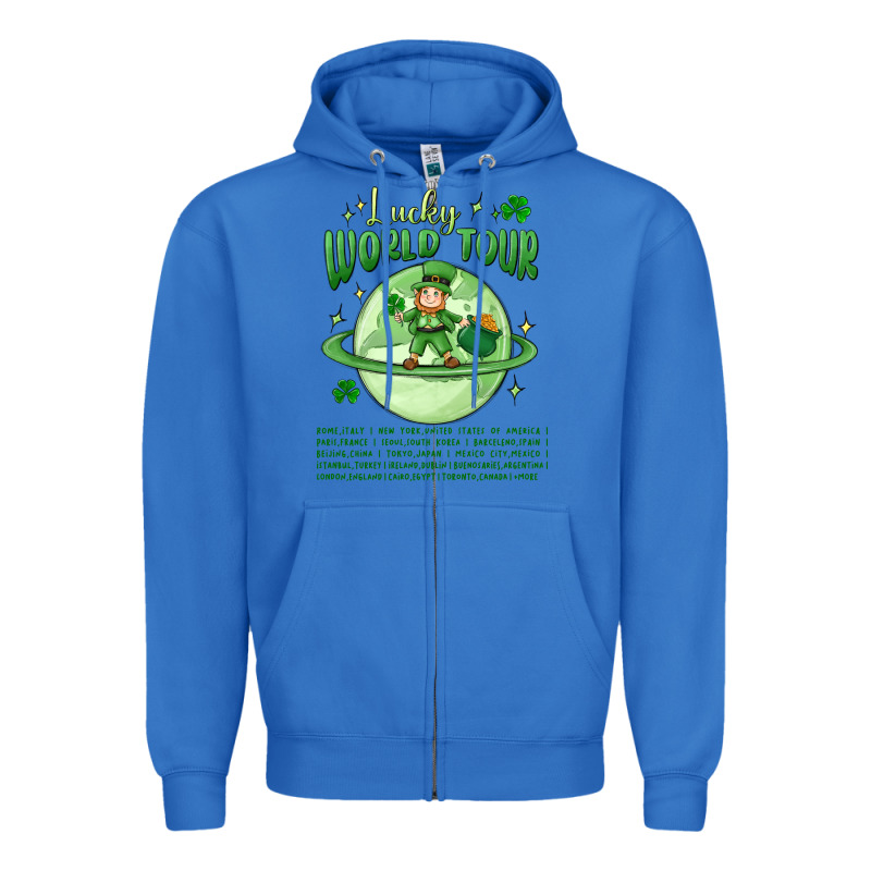 Lucky World Tour St. Patricks Day Zipper Hoodie by MaliasSmallBusiness | Teevron