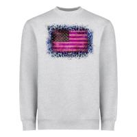 Heather Grey Old Leopard American Flag Heavyweight Sweatshirt - Bettercallsaul