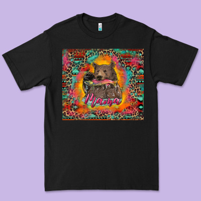 Premium Tee mama bear leopard and aztec