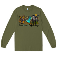 Army Green Peace Love Suffolk Sheep Long Sleeve Tee - LillyAllenDesigns