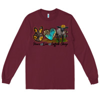 Burgundy Peace Love Suffolk Sheep Long Sleeve Tee - LillyAllenDesigns