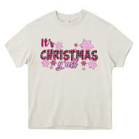 Cream It's Christmas Y'all Season Pink Christmas Heavy Core Tee - RanaPortraitStore
