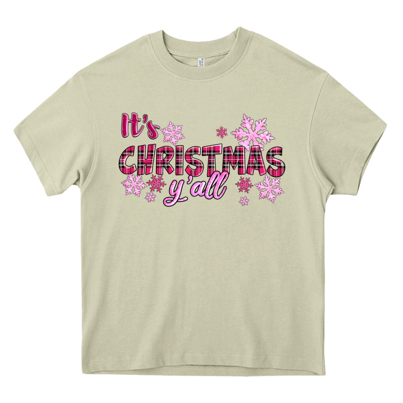 It's Christmas Y'all Season Pink Christmas Heavy Core Tee by RanaPortraitStore | Teevron