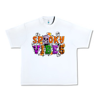 White Spooky vibes Urban Heavy Tee - Artiststas