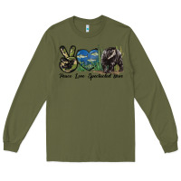 Army Green Peace Love Spectacled Bear Long Sleeve Tee - LillyAllenDesigns