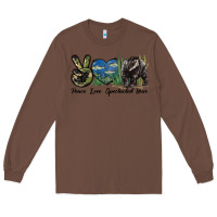 Chestnut Peace Love Spectacled Bear Long Sleeve Tee - LillyAllenDesigns