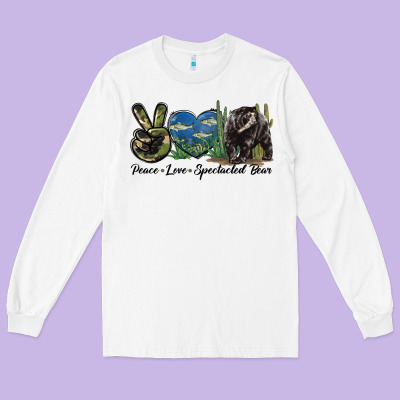 Peace Love Spectacled Bear Long Sleeve Tee Designed By Lillyallendesigns