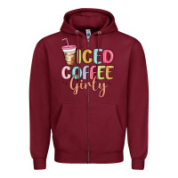 Burgundy iced coffee girly Zipper Hoodie - MaliasSmallBusiness