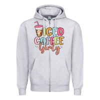 Heather Grey iced coffee girly Zipper Hoodie - MaliasSmallBusiness