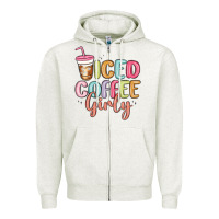 Oatmeal Heather iced coffee girly Zipper Hoodie - MaliasSmallBusiness