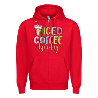 Red iced coffee girly Zipper Hoodie - MaliasSmallBusiness
