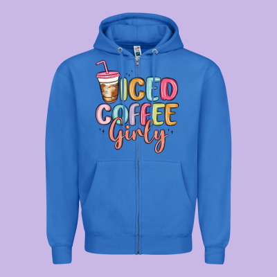 Iced Coffee Girly Zipper Hoodie Designed By Maliassmallbusiness