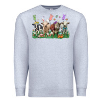 Heather Grey easter cow Premium Sweatshirt - LillyAllenDesigns