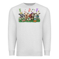 Oatmeal Heather easter cow Premium Sweatshirt - LillyAllenDesigns
