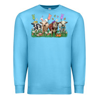 Ocean Blue easter cow Premium Sweatshirt - LillyAllenDesigns