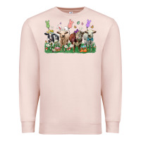 Pale Pink easter cow Premium Sweatshirt - LillyAllenDesigns