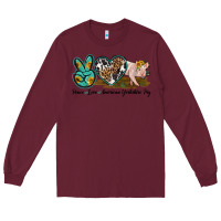 Burgundy peace love yorkshire pig Long Sleeve Tee - LillyAllenDesigns