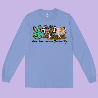 Peace Love Yorkshire Pig Long Sleeve Tee Designed By Lillyallendesigns