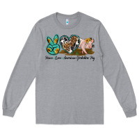 Heather Grey peace love yorkshire pig Long Sleeve Tee - LillyAllenDesigns