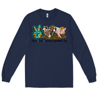 Navy peace love yorkshire pig Long Sleeve Tee - LillyAllenDesigns