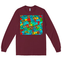Burgundy autism awareness puzzle Long Sleeve Tee - BarkalooDesign