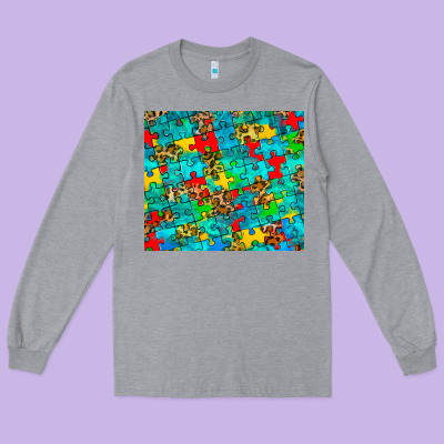 Autism Awareness Puzzle Long Sleeve Tee Designed By Barkaloodesign