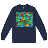 Navy autism awareness puzzle Long Sleeve Tee - BarkalooDesign