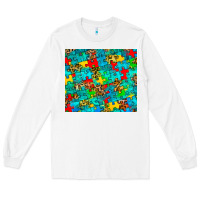White autism awareness puzzle Long Sleeve Tee - BarkalooDesign