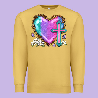 Easter Cross Heart La Premium Sweatshirt Designed By Lillyallendesigns
